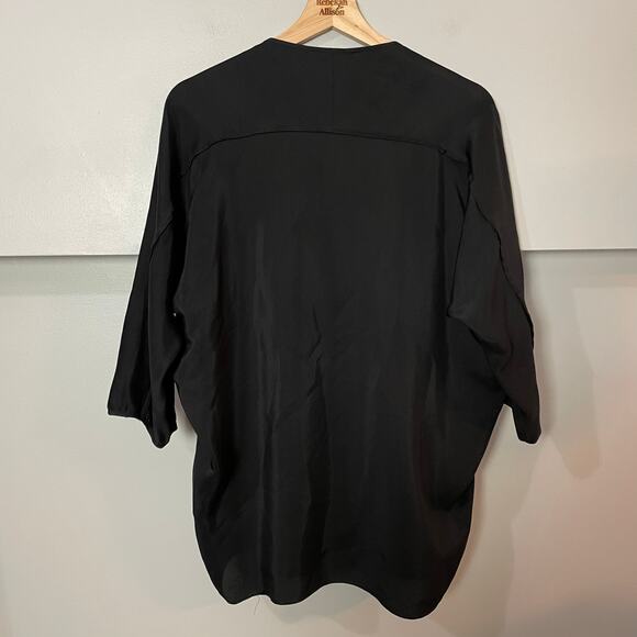 Vince 100% Silk Black Dolman Sleeve Blouse Zipper SZ Small Business Classic - Picture 7 of 10